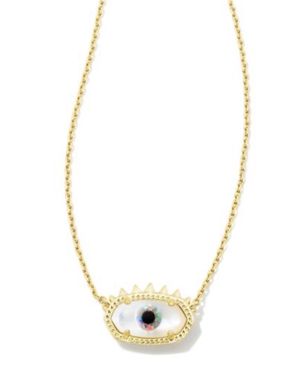 Kendra Scott Elisa Evil Eye Short Pendant Necklace Gold Ivory Mother-Of-Pearl